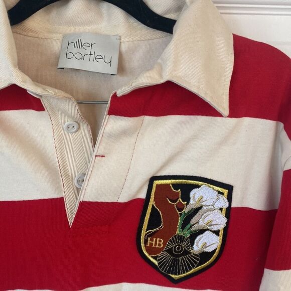 Hillier Bartley Red Striped Long Sleeve Rugby Polo Shirt Size M NWOT - Picture 2 of 6